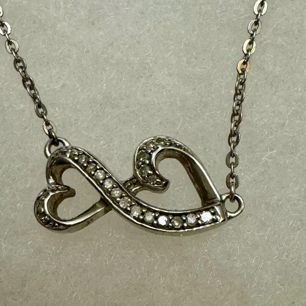 925 Silver Diamond Hearts Infinity Necklace